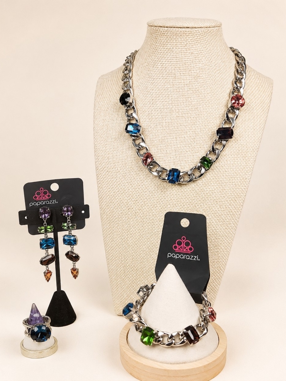 Paparazzi NWT 5-Piece Multicolor Rhinestone Statement Jewelry Set